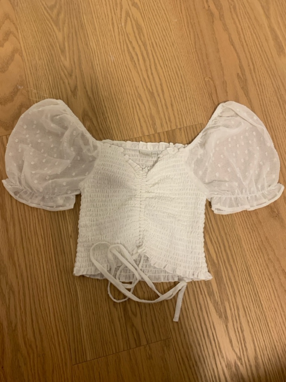 twik White Puff Sleeve Smocked Crop Top